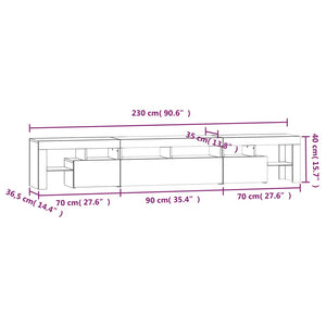 Έπιπλο Τηλεόρασης με LED Γκρι Sonoma 230x36,5x40 εκ. - Pakobazaar