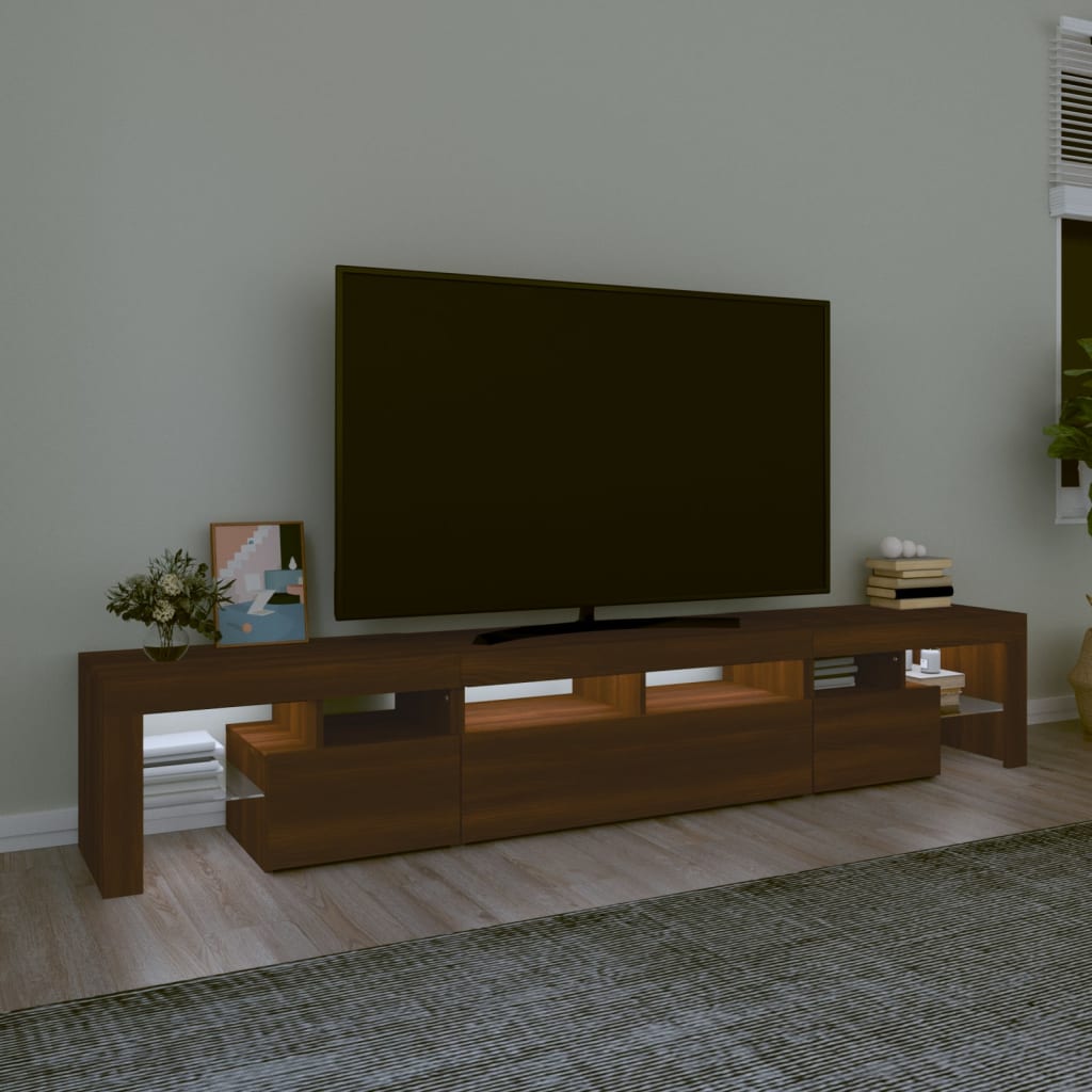 Έπιπλο Τηλεόρασης με LED Καφέ Δρυς 230x36,5x40 εκ. - Pakobazaar