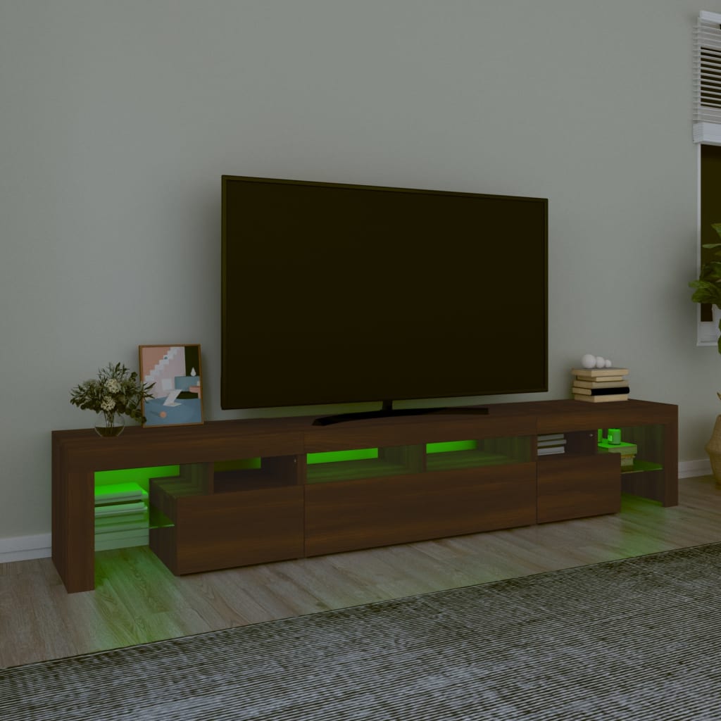 Έπιπλο Τηλεόρασης με LED Καφέ Δρυς 230x36,5x40 εκ. - Pakobazaar