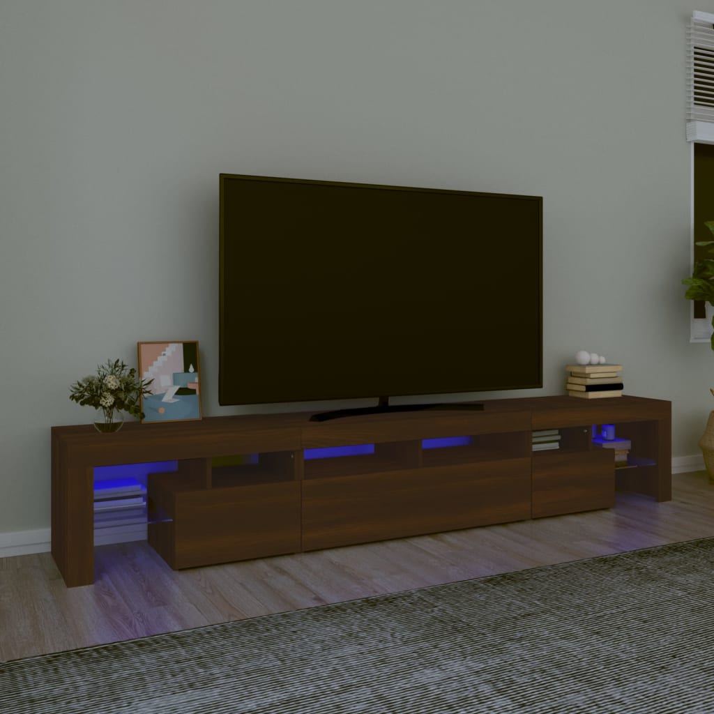 Έπιπλο Τηλεόρασης με LED Καφέ Δρυς 230x36,5x40 εκ. - Pakobazaar