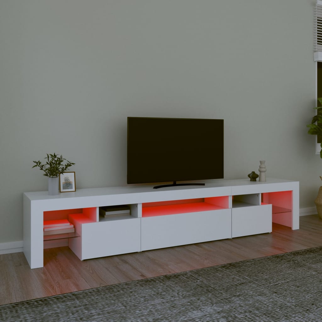 Έπιπλο Τηλεόρασης με LED Λευκό 215x36,5x40 εκ.