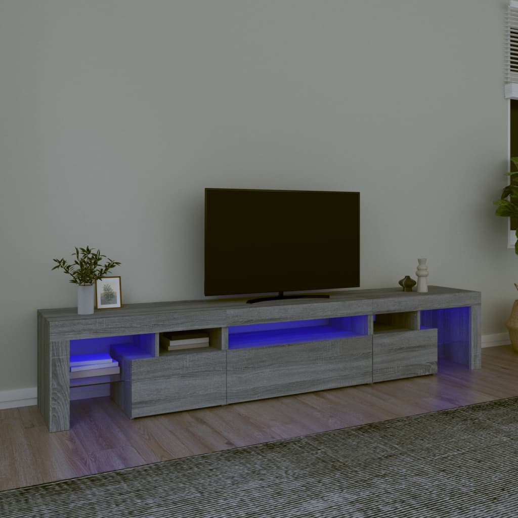 Έπιπλο Τηλεόρασης με LED Γκρι Sonoma 215x36,5x40 εκ.