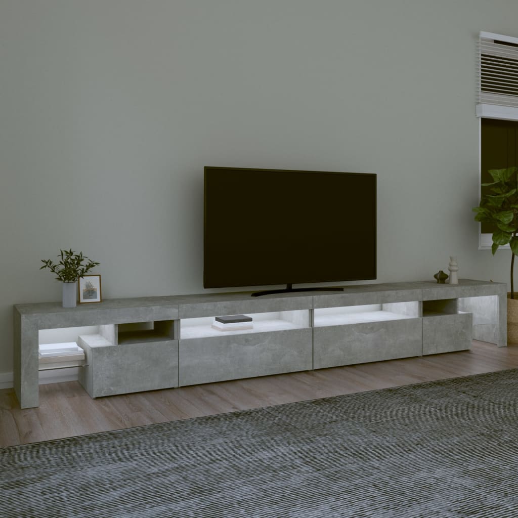 Έπιπλο Τηλεόρασης με LED Γκρι Σκυροδέματος 290x36,5x40 εκ. - Pakobazaar