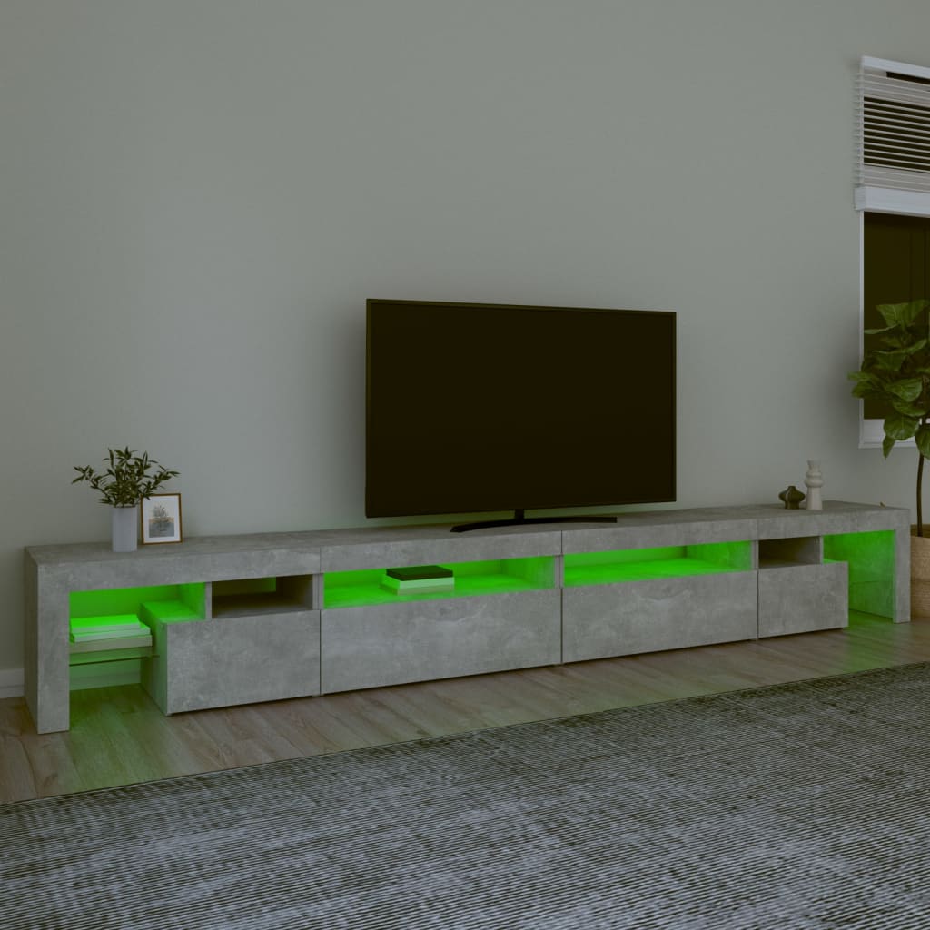 Έπιπλο Τηλεόρασης με LED Γκρι Σκυροδέματος 290x36,5x40 εκ. - Pakobazaar