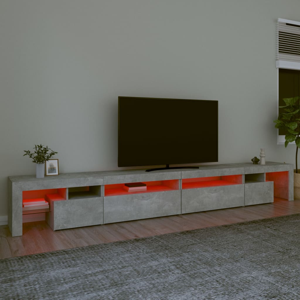 Έπιπλο Τηλεόρασης με LED Γκρι Σκυροδέματος 290x36,5x40 εκ. - Pakobazaar