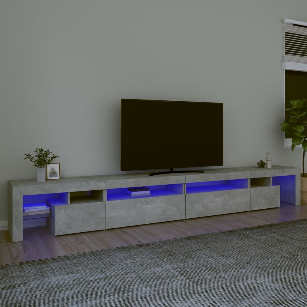 Έπιπλο Τηλεόρασης με LED Γκρι Σκυροδέματος 290x36,5x40 εκ. - Pakobazaar