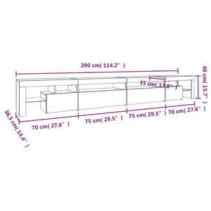 Έπιπλο Τηλεόρασης με LED Καφέ Δρυς 290x36,5x40 εκ.