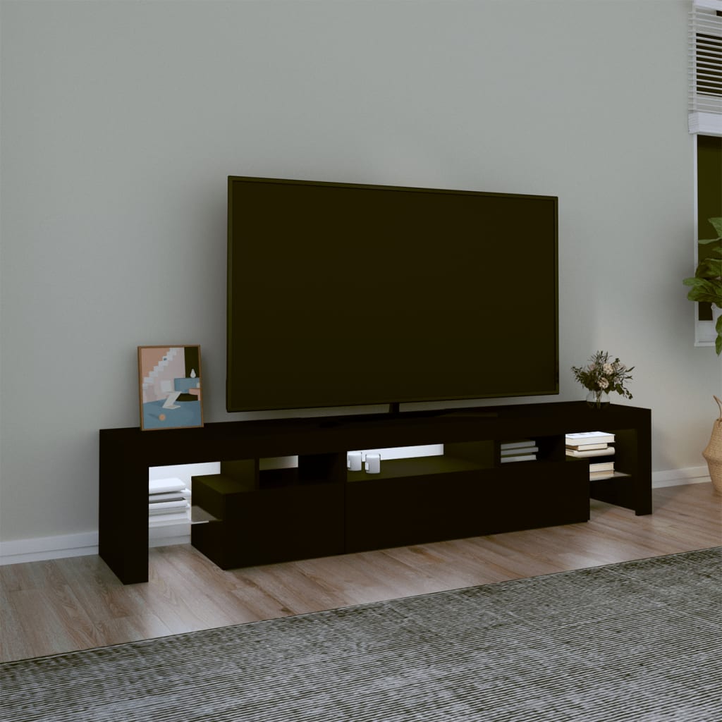 Έπιπλο Τηλεόρασης με LED Μαύρο 200x36,5x40 εκ.