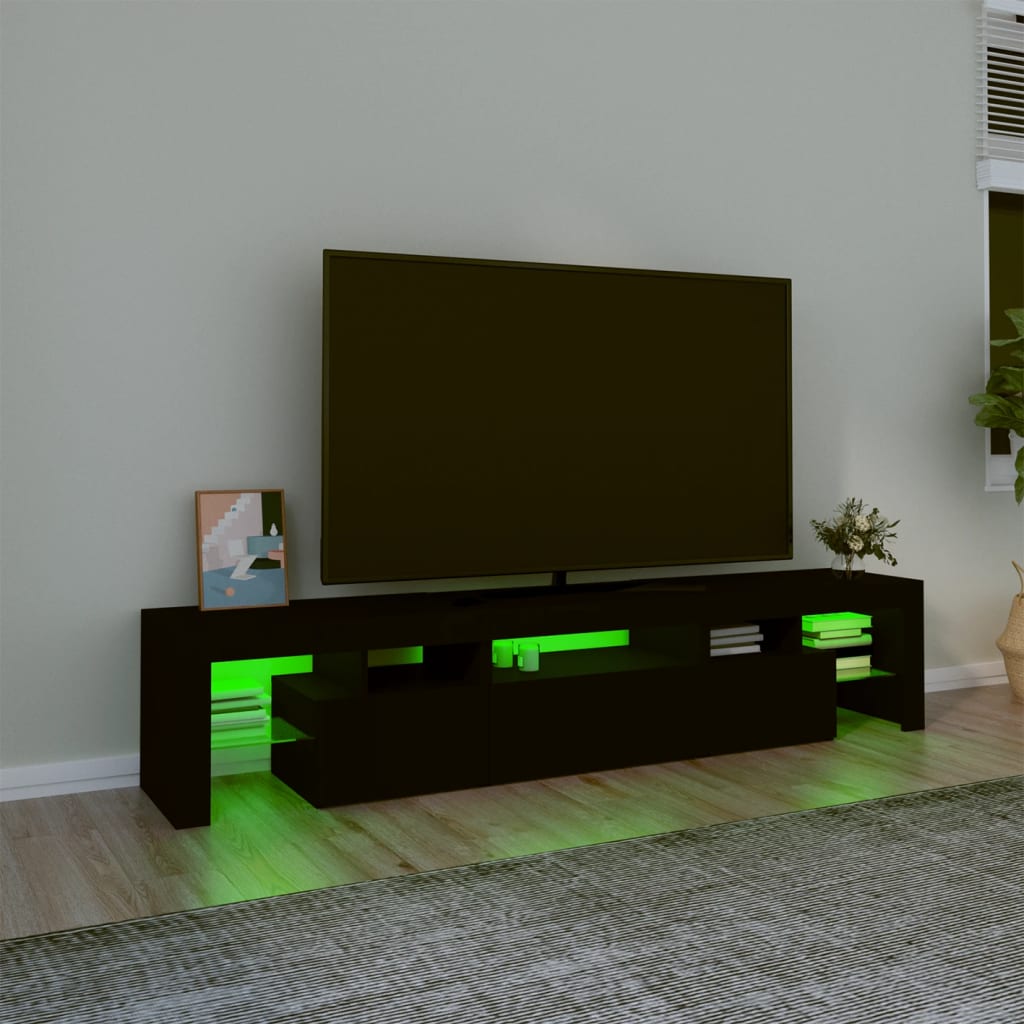 Έπιπλο Τηλεόρασης με LED Μαύρο 200x36,5x40 εκ.