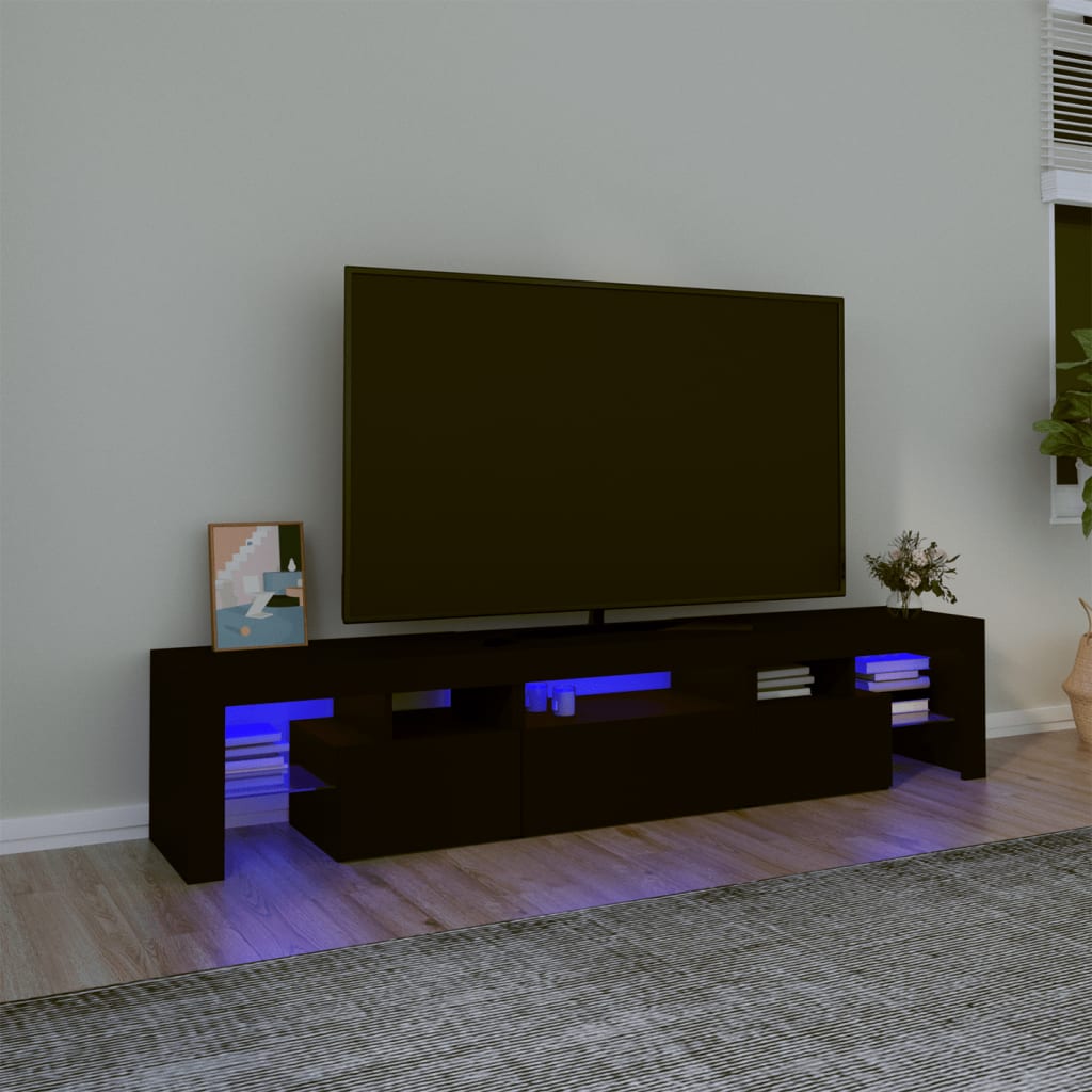 Έπιπλο Τηλεόρασης με LED Μαύρο 200x36,5x40 εκ.