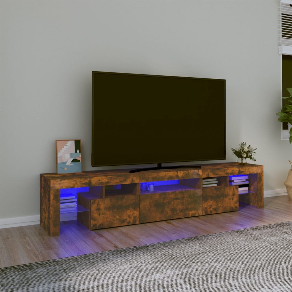 Έπιπλο Τηλεόρασης με LED Καπνιστή Δρυς 200x36,5x40 εκ.