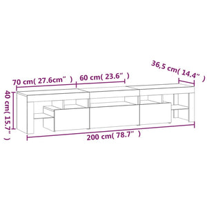 Έπιπλο Τηλεόρασης με LED Γκρι Sonoma 200x36,5x40 εκ.