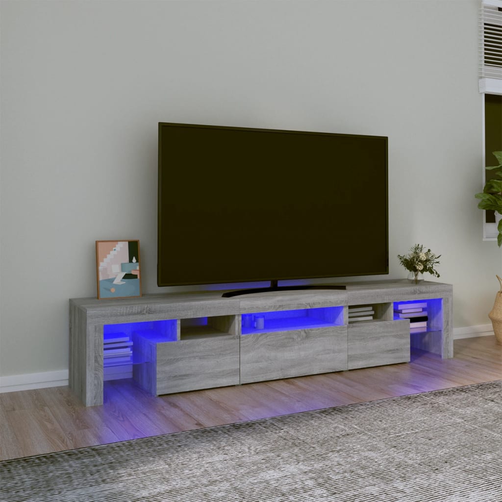 Έπιπλο Τηλεόρασης με LED Γκρι Sonoma 200x36,5x40 εκ.