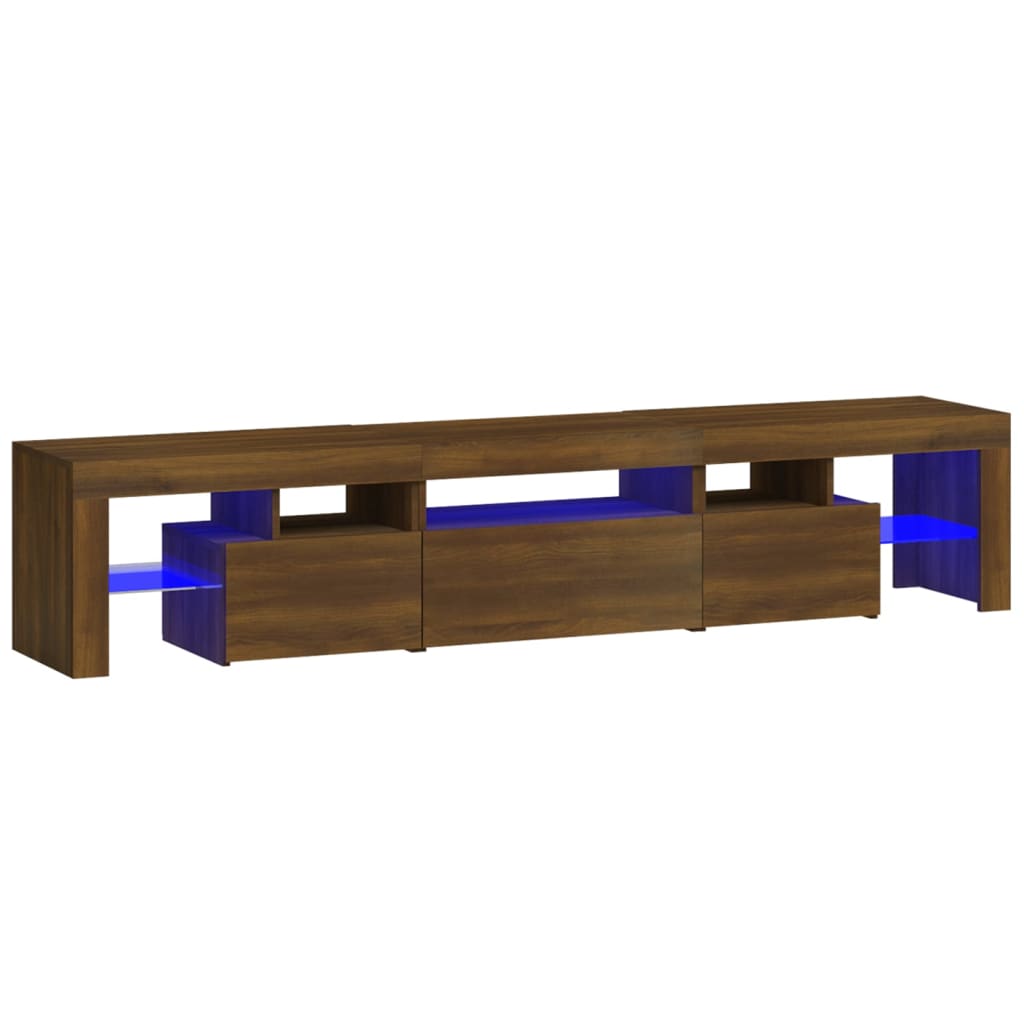 Έπιπλο Τηλεόρασης με LED Καφέ Δρυς 200x36,5x40 εκ.