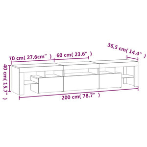 Έπιπλο Τηλεόρασης με LED Καφέ Δρυς 200x36,5x40 εκ.