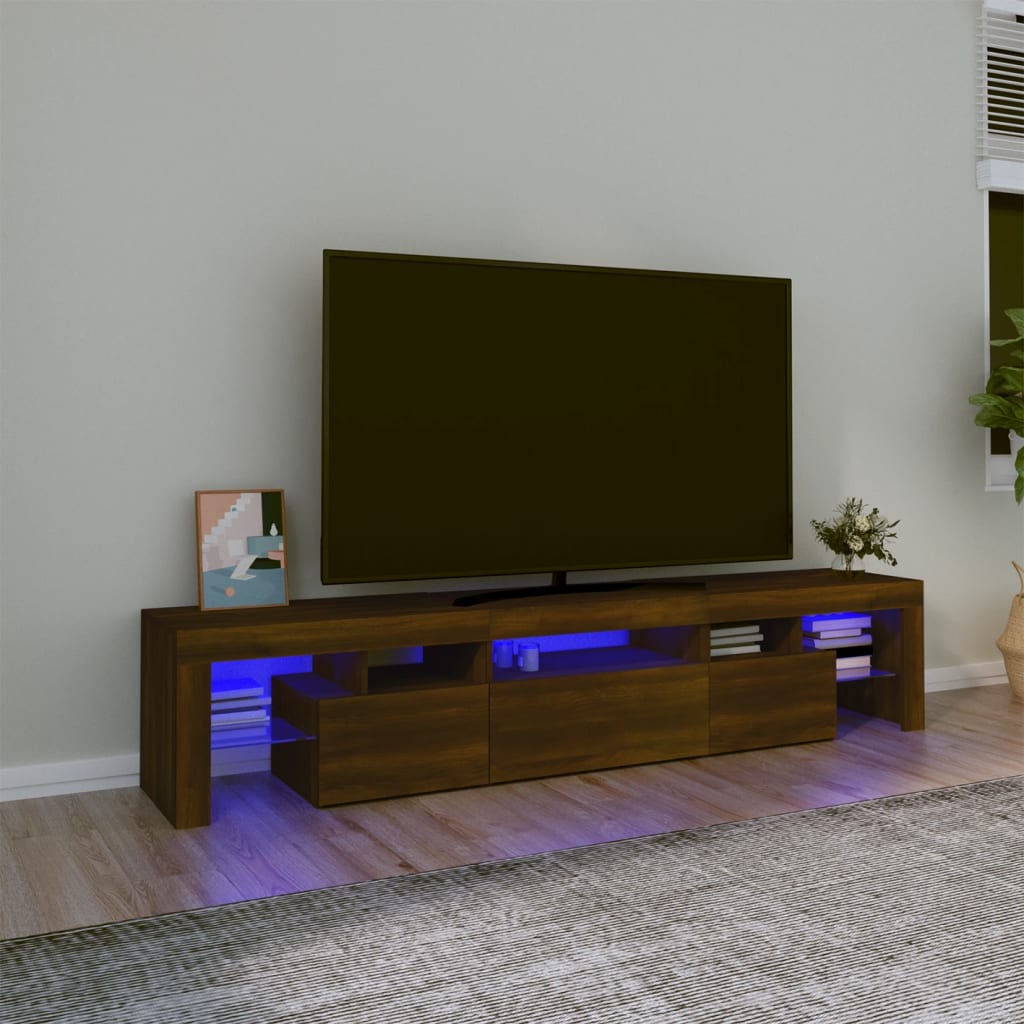 Έπιπλο Τηλεόρασης με LED Καφέ Δρυς 200x36,5x40 εκ.