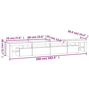Έπιπλο Τηλεόρασης με LED Μαύρο 260x36,5x40 εκ.