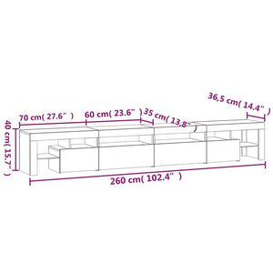 Έπιπλο Τηλεόρασης με LED Καπνιστή Δρυς 260x36,5x40 εκ.