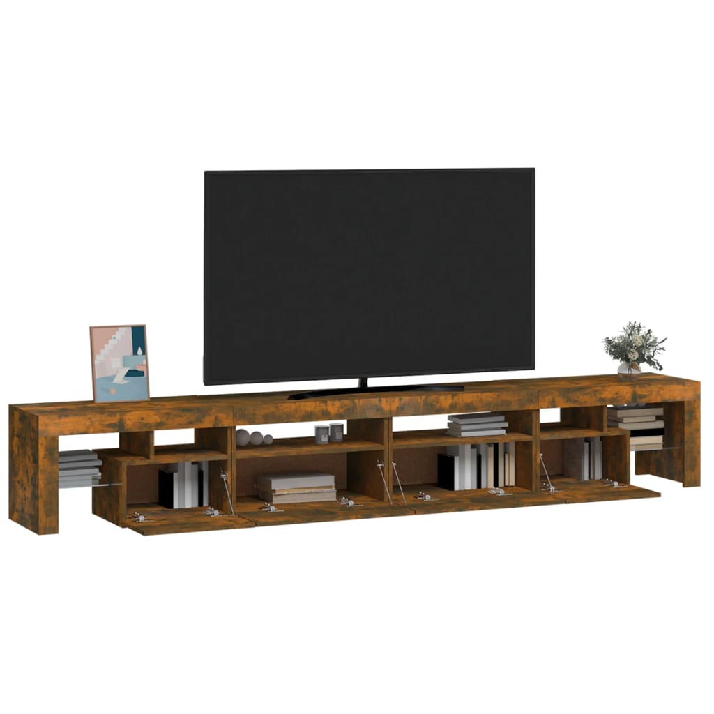 Έπιπλο Τηλεόρασης με LED Καπνιστή Δρυς 260x36,5x40 εκ.