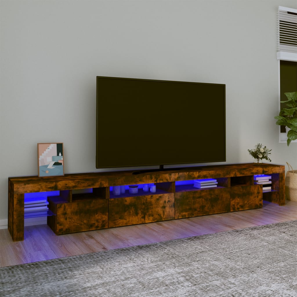 Έπιπλο Τηλεόρασης με LED Καπνιστή Δρυς 260x36,5x40 εκ.
