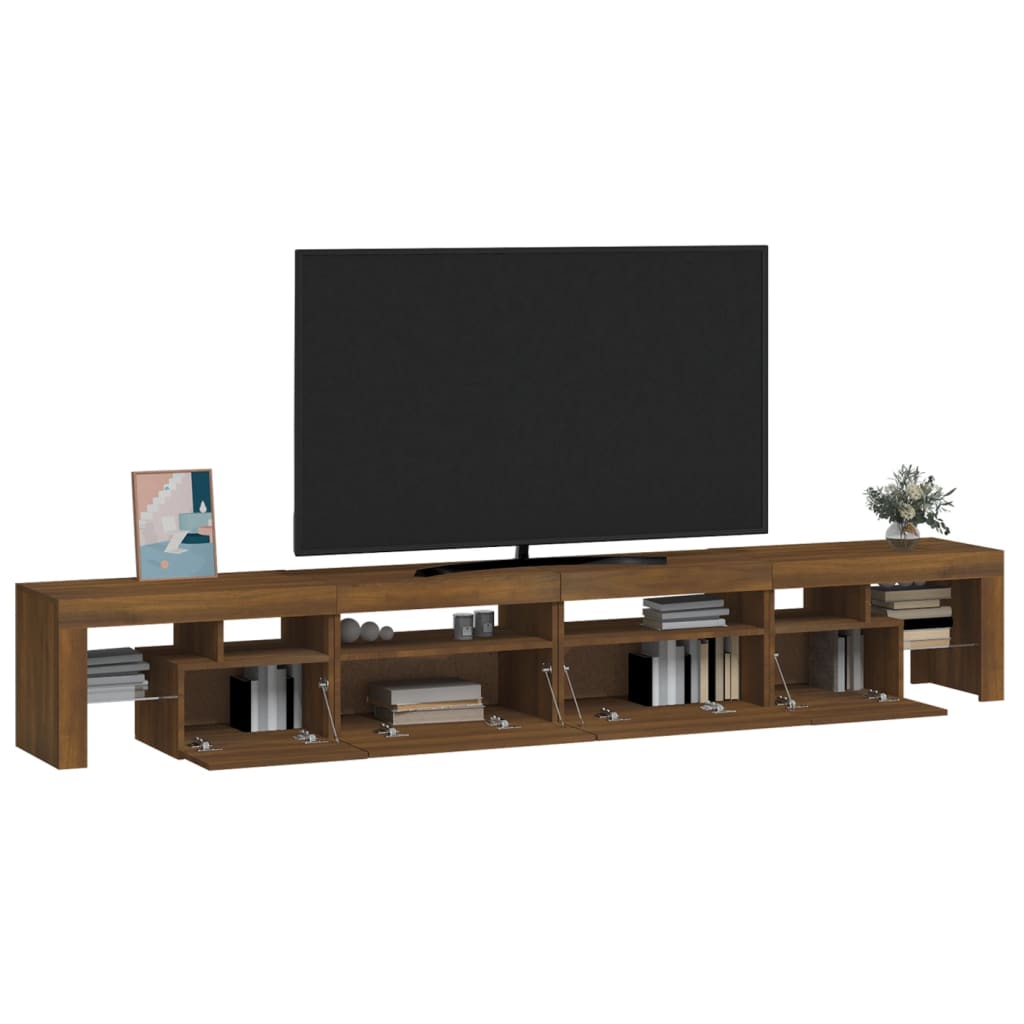 Έπιπλο Τηλεόρασης με LED Καφέ Δρυς 260x36,5x40 εκ.