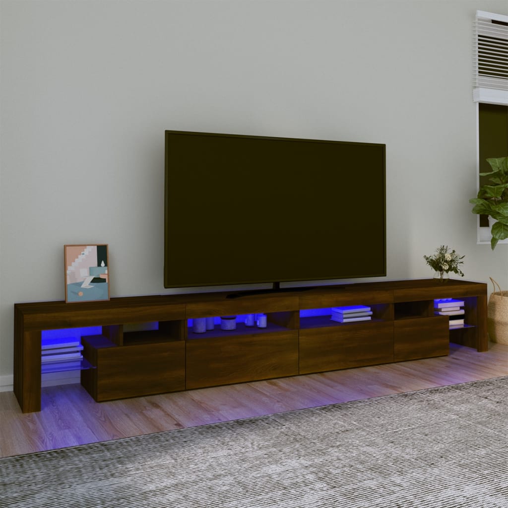 Έπιπλο Τηλεόρασης με LED Καφέ Δρυς 260x36,5x40 εκ.