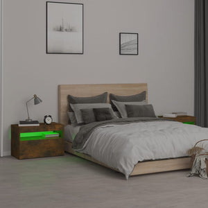 Κομοδίνα με LED 2 τεμ. Καπνιστή Δρυς 60 x 35 x 40 εκ.