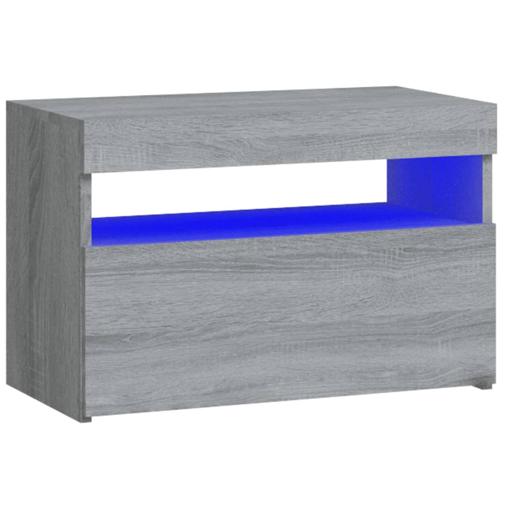 Κομοδίνα με LED Γκρι Sonoma 60 x 35 x 40 εκ.