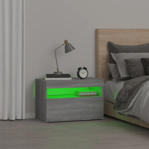 Κομοδίνα με LED Γκρι Sonoma 60 x 35 x 40 εκ.