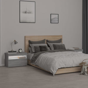 Κομοδίνα με LED 2 τεμ. Γκρι Sonoma 60 x 35 x 40 εκ.