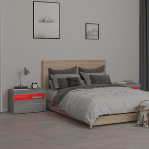 Κομοδίνα με LED 2 τεμ. Γκρι Sonoma 60 x 35 x 40 εκ.
