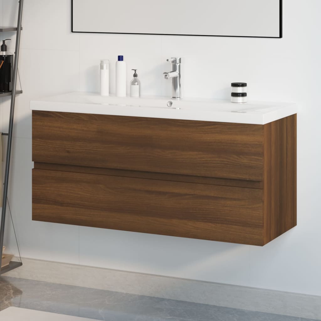 Ντουλάπι Μπάνιου με Νιπτήρα Καφέ Δρυς Επεξεργασμένο Ξύλο