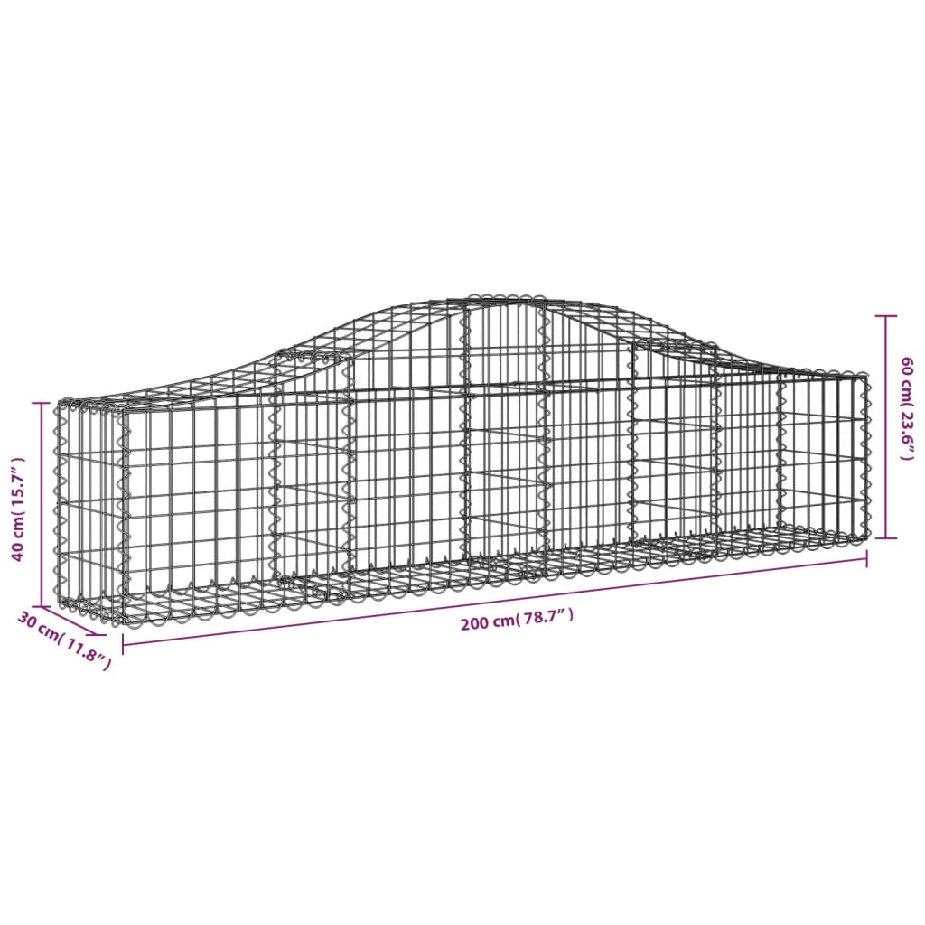 Συρματοκιβώτιο Τοξωτό 200x30x40/60εκ. από Γαλβανισμένο Σίδερο - PAKOBAZAAR