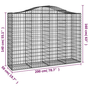 Συρματοκιβώτιο Τοξωτό 200x50x140/160εκ. από Γαλβανισμένο Χάλυβα - PAKOBAZAAR