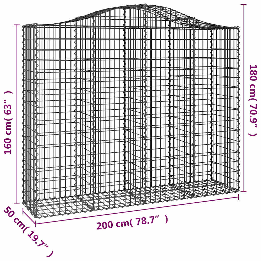 Συρματοκιβώτιο Τοξωτό 200x50x160/180εκ. από Γαλβανισμένο Χάλυβα - PAKOBAZAAR