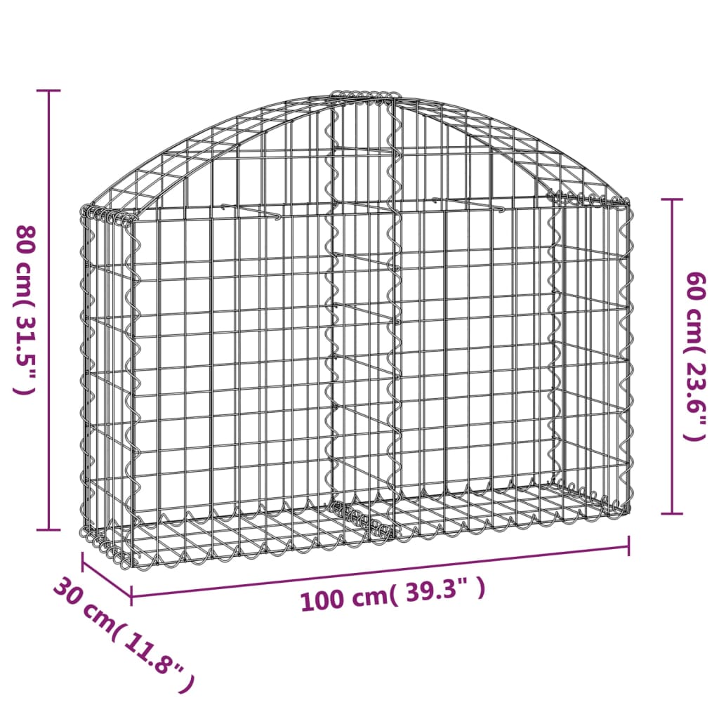 Συρματοκιβώτιο Τοξωτό 100x30x60/80εκ. από Γαλβανισμένο Χάλυβα - PAKOBAZAAR