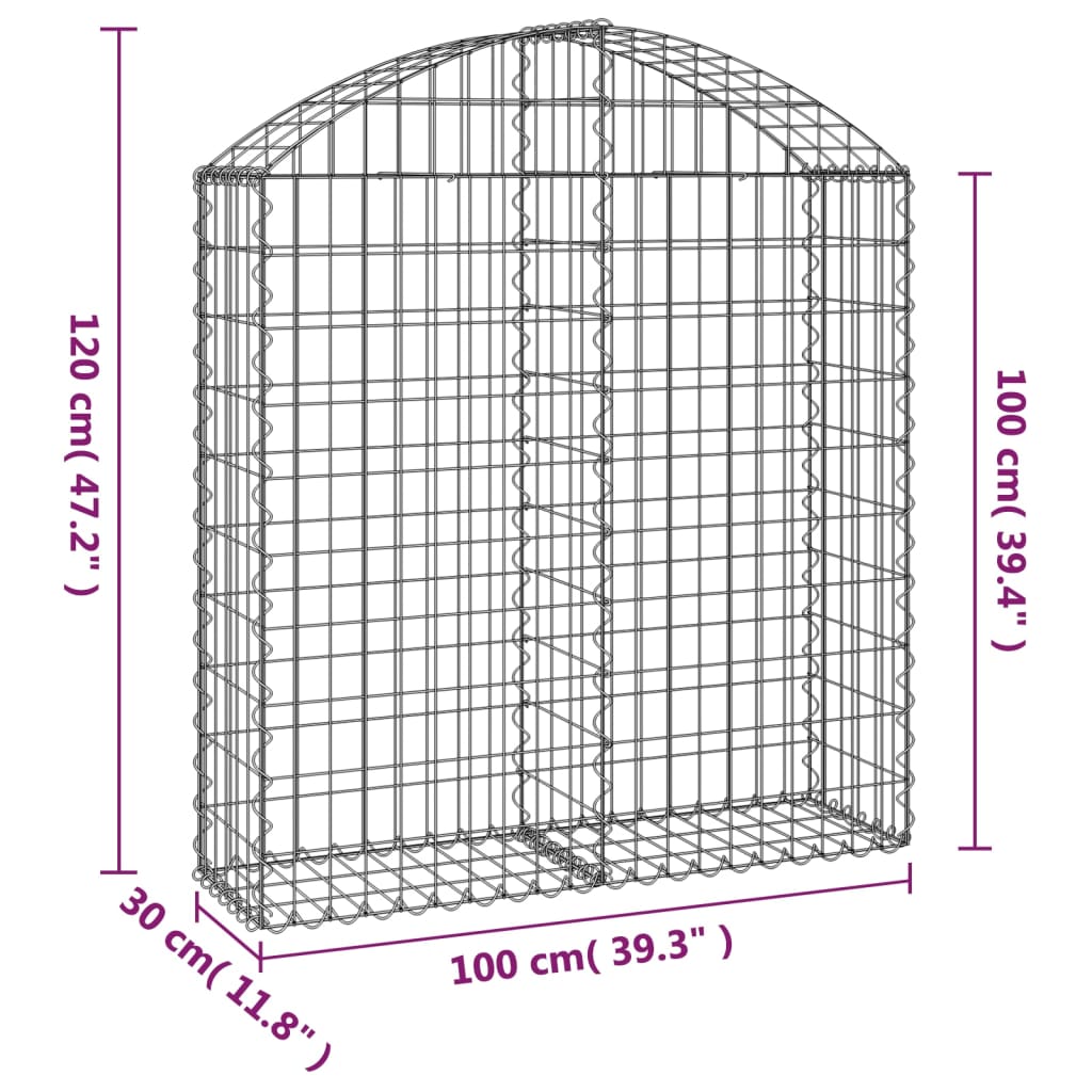 Συρματοκιβώτιο Τοξωτό 100x30x100/120εκ. από Γαλβανισμένο Χάλυβα - PAKOBAZAAR