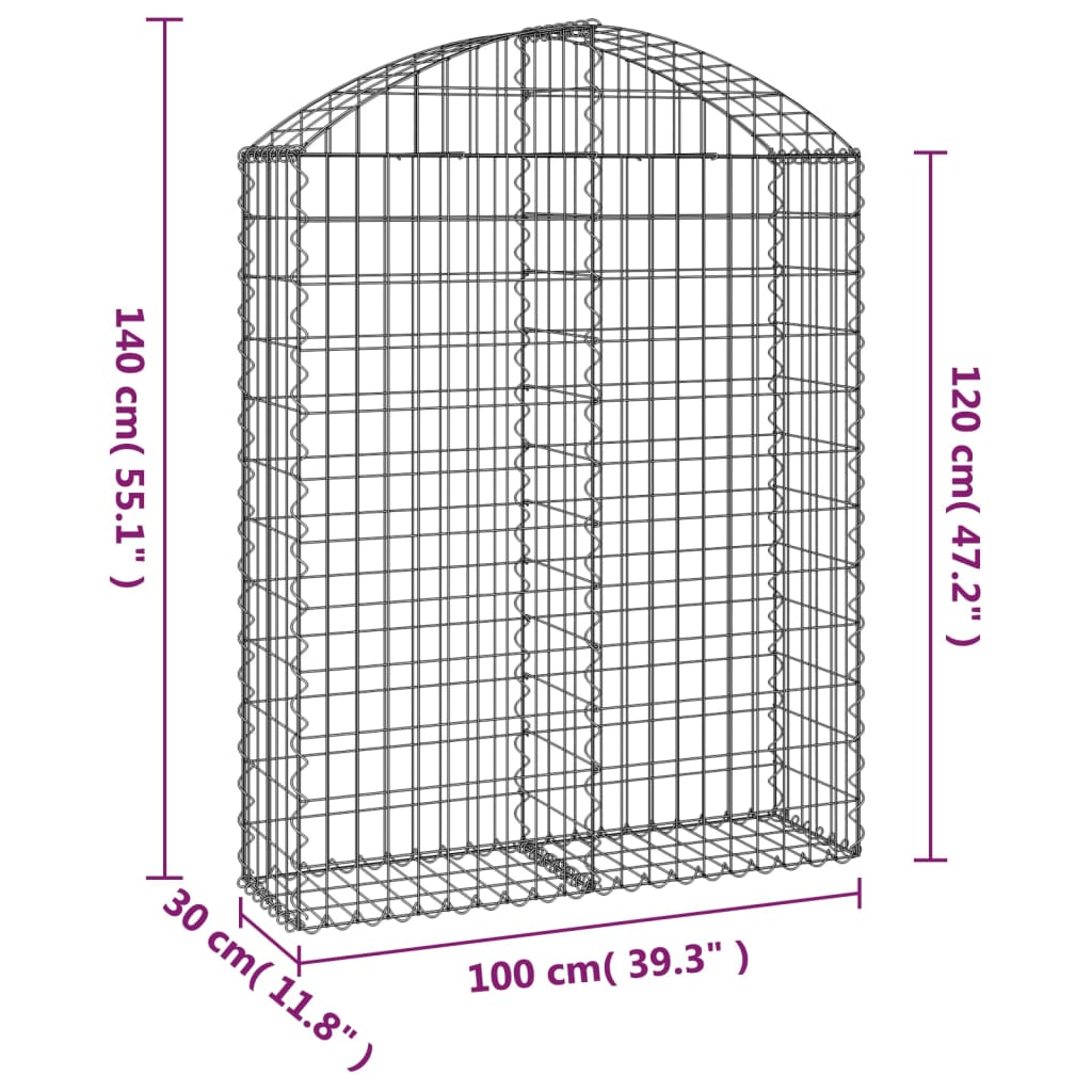 Συρματοκιβώτιο Τοξωτό 100x30x120/140εκ. από Γαλβανισμένο Χάλυβα - PAKOBAZAAR