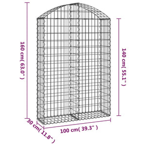 Συρματοκιβώτιο Τοξωτό 100x30x140/160εκ. από Γαλβανισμένο Χάλυβα