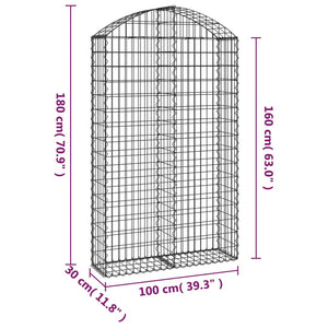 Συρματοκιβώτιο Τοξωτό 100x30x160/180εκ. από Γαλβανισμένο Χάλυβα