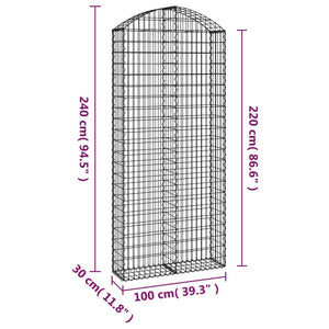 Συρματοκιβώτιο Τοξωτό 100x30x220/240εκ. από Γαλβανισμένο Χάλυβα - PAKOBAZAAR