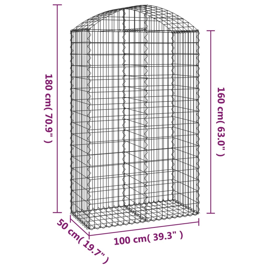Συρματοκιβώτιο Τοξωτό 100x50x160/180εκ. από Γαλβανισμένο Χάλυβα - PAKOBAZAAR