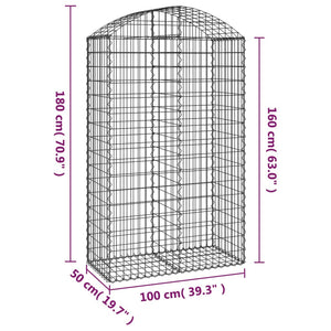 Συρματοκιβώτιο Τοξωτό 100x50x160/180εκ. από Γαλβανισμένο Χάλυβα - PAKOBAZAAR