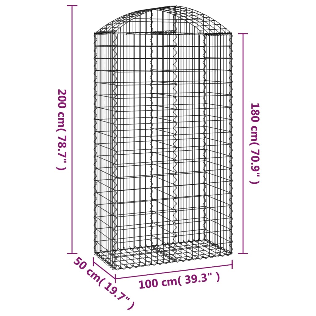 Συρματοκιβώτιο Τοξωτό 100x50x180/200εκ. από Γαλβανισμένο Χάλυβα - PAKOBAZAAR