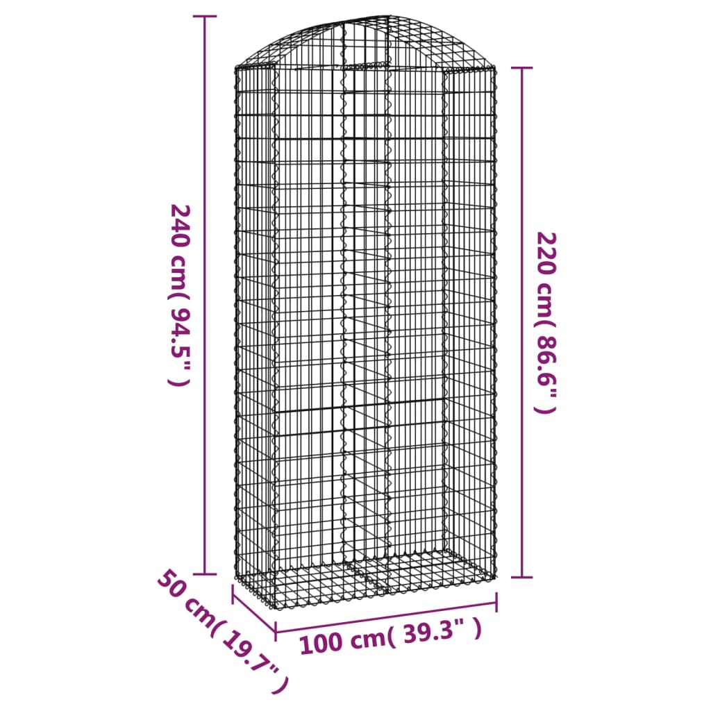 Συρματοκιβώτιο Τοξωτό 100x50x220/240εκ. από Γαλβανισμένο Χάλυβα - PAKOBAZAAR