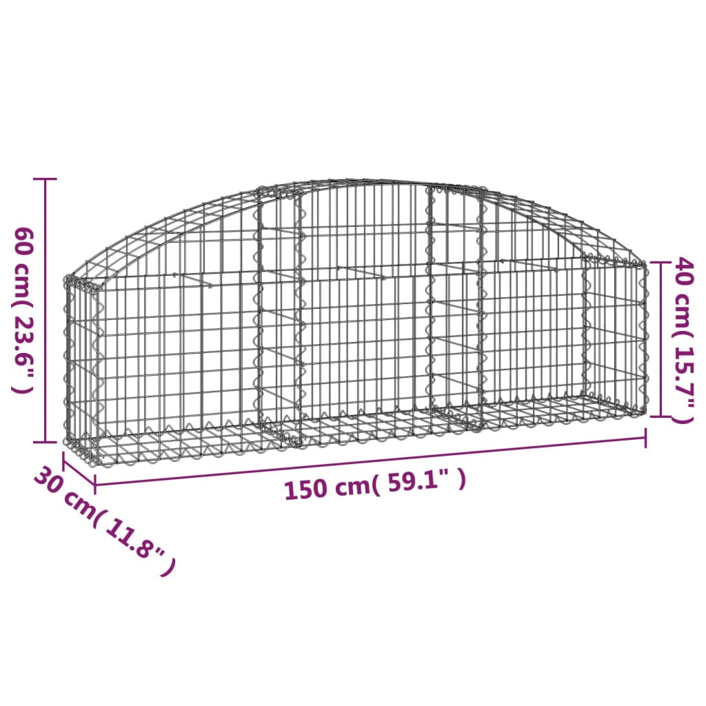 Συρματοκιβώτιο Τοξωτό 150x30x40/60εκ. από Γαλβανισμένο Χάλυβα - PAKOBAZAAR