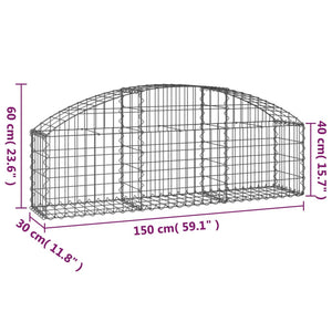 Συρματοκιβώτιο Τοξωτό 150x30x40/60εκ. από Γαλβανισμένο Χάλυβα - PAKOBAZAAR