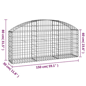 Συρματοκιβώτιο Τοξωτό 150x30x60/80εκ. από Γαλβανισμένο Χάλυβα - PAKOBAZAAR