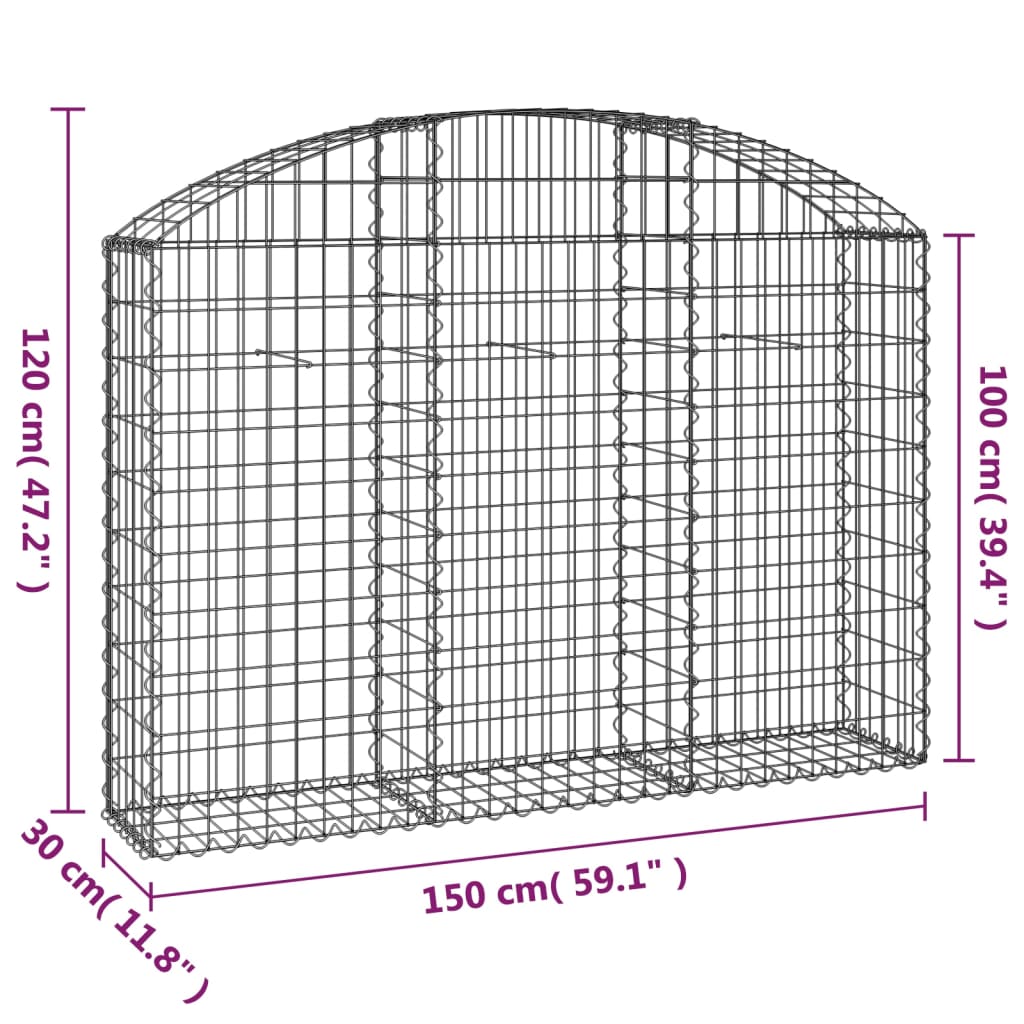 Συρματοκιβώτιο Τοξωτό 150x30x100/120εκ. από Γαλβανισμένο Χάλυβα - PAKOBAZAAR