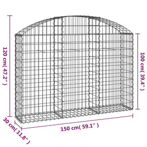 Συρματοκιβώτιο Τοξωτό 150x30x100/120εκ. από Γαλβανισμένο Χάλυβα - PAKOBAZAAR